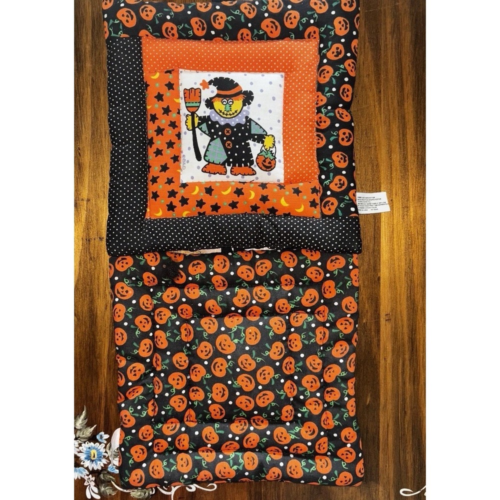 B&D‎ Pot Holder Set Unisex 8x8 Orange Good Halloween Scarecrow Pumpkin Quilted
